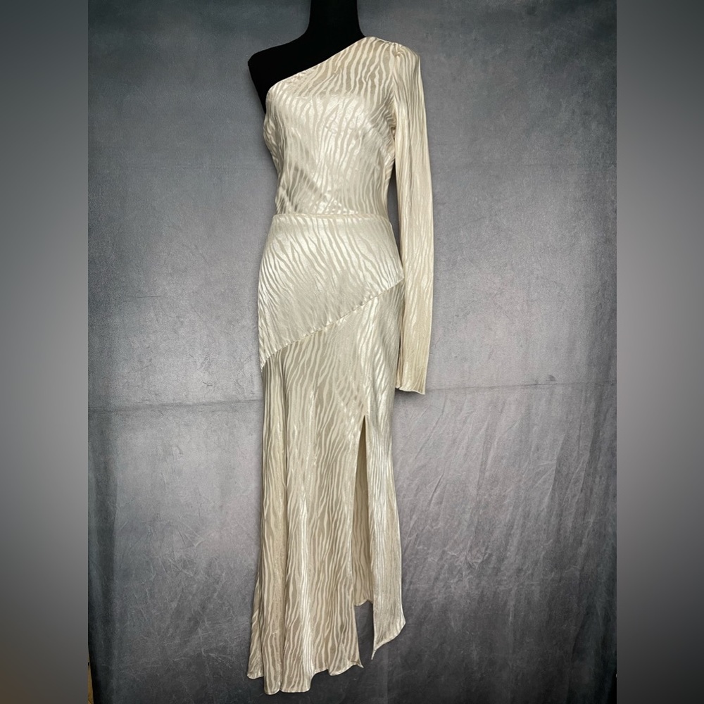 Bec + Bridge Beige KAT ASYM MIDI DRESS size 4 - Picture 4 of 6